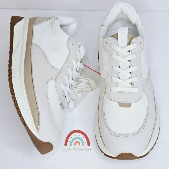 New! Madewell Kickoff Trainer Sneakers Leather Antique Cream Platform Shoes - Picture 7 of 16